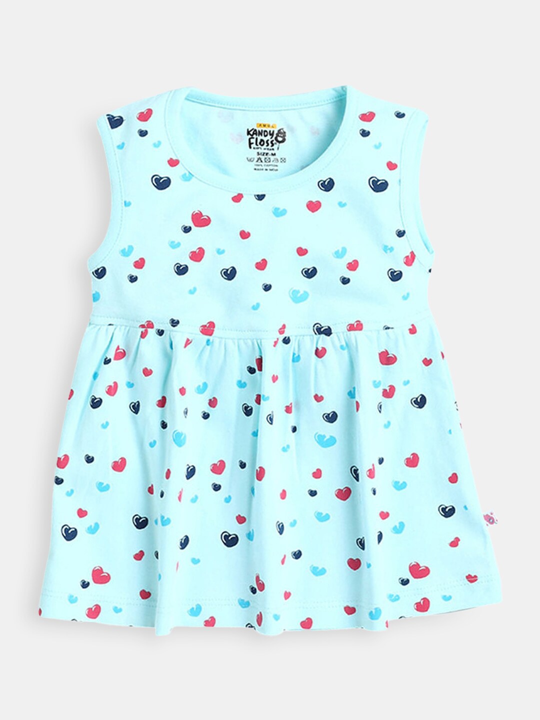 

Hopscotch Girls Blue Printed Fit And Flare Cotton Dress