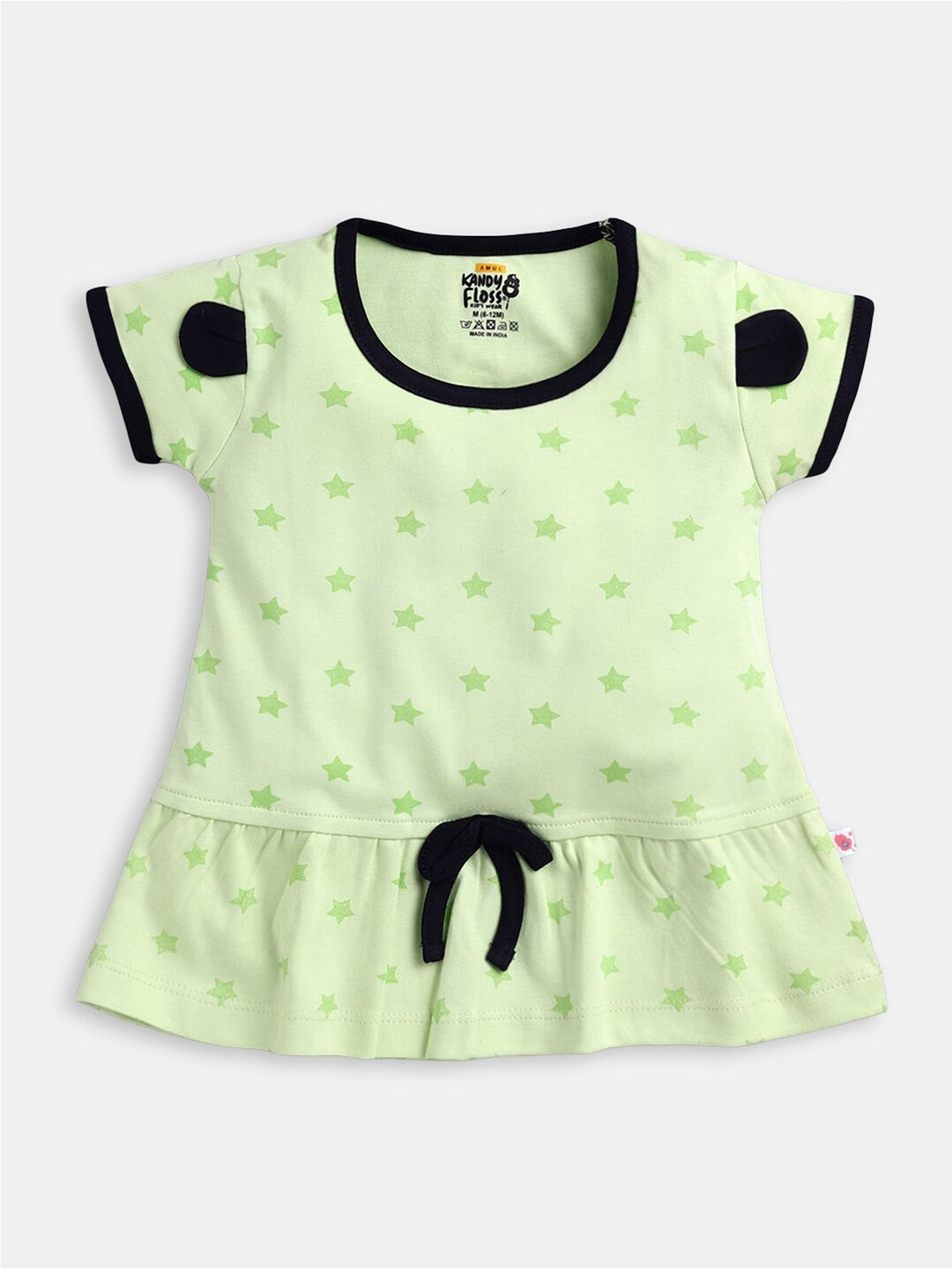 

Hopscotch Girls Green Printed A-Line Cotton Dress