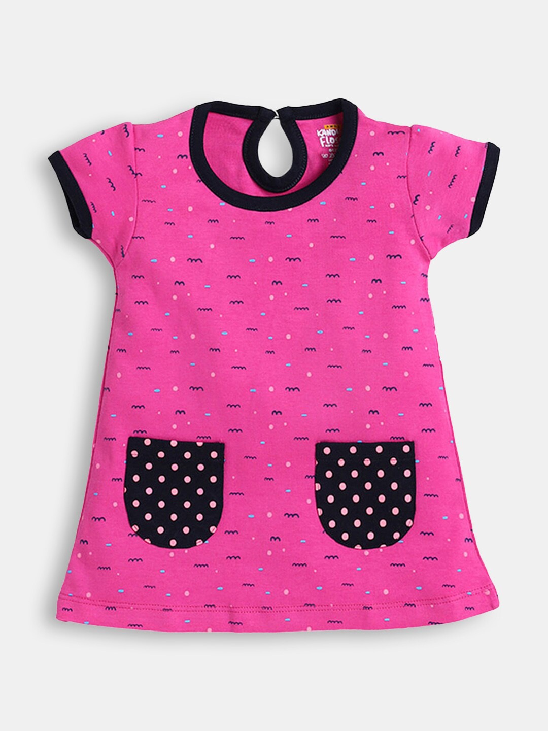 

Hopscotch Girls Pink Round Neck A-Line Cotton Dress