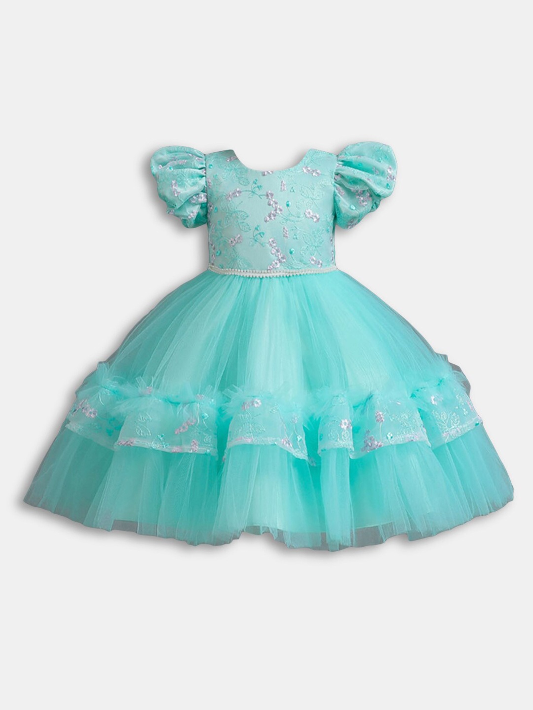 

Hopscotch Girls Sea Green Round Neck Fit And Flare Dress