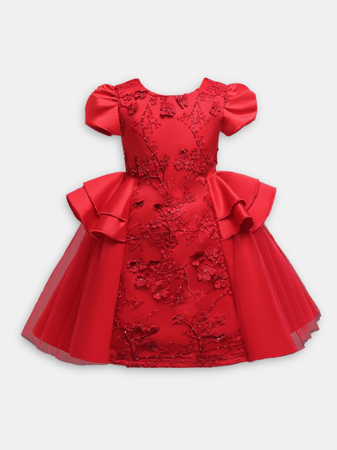 

Hopscotch Girls Red Embellished Fit And Flare Dress