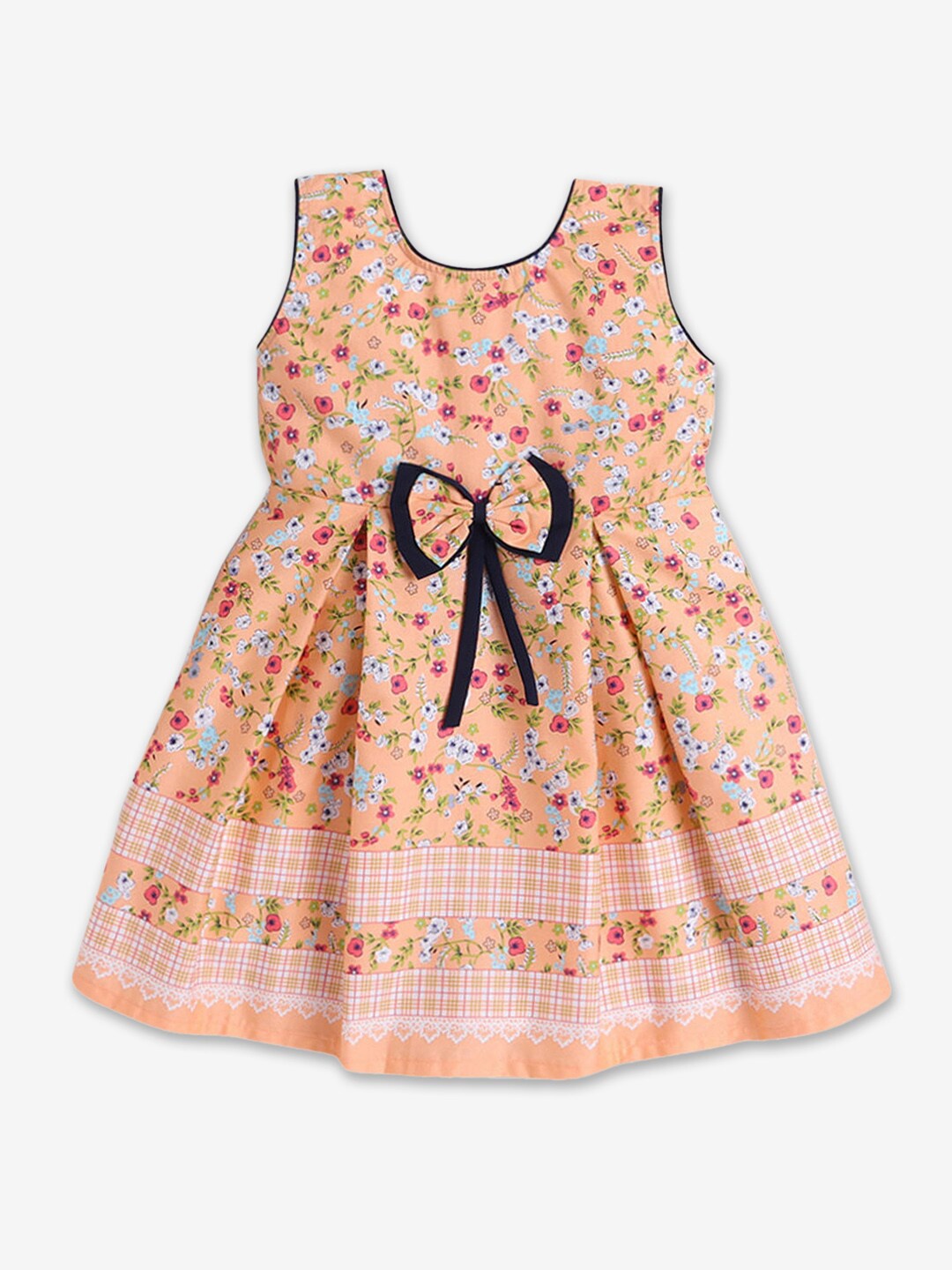 

Hopscotch Girls Floral Printed Fit and Flare Dress, Orange