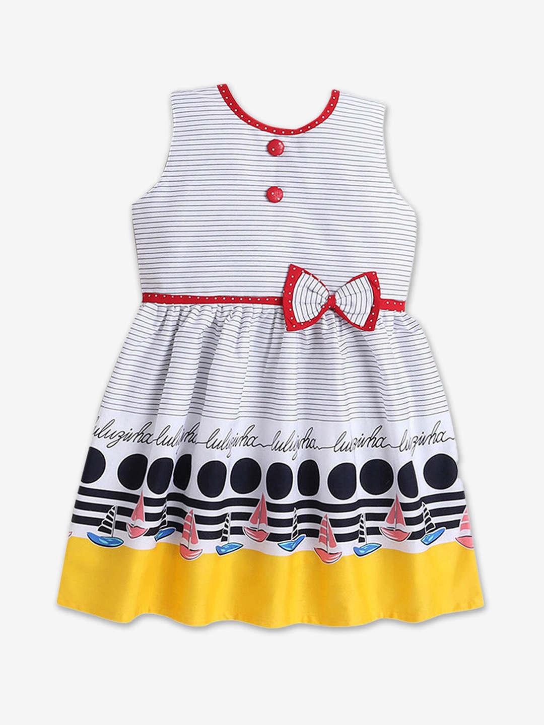 

Hopscotch Striped Fit and Flare Dress, White
