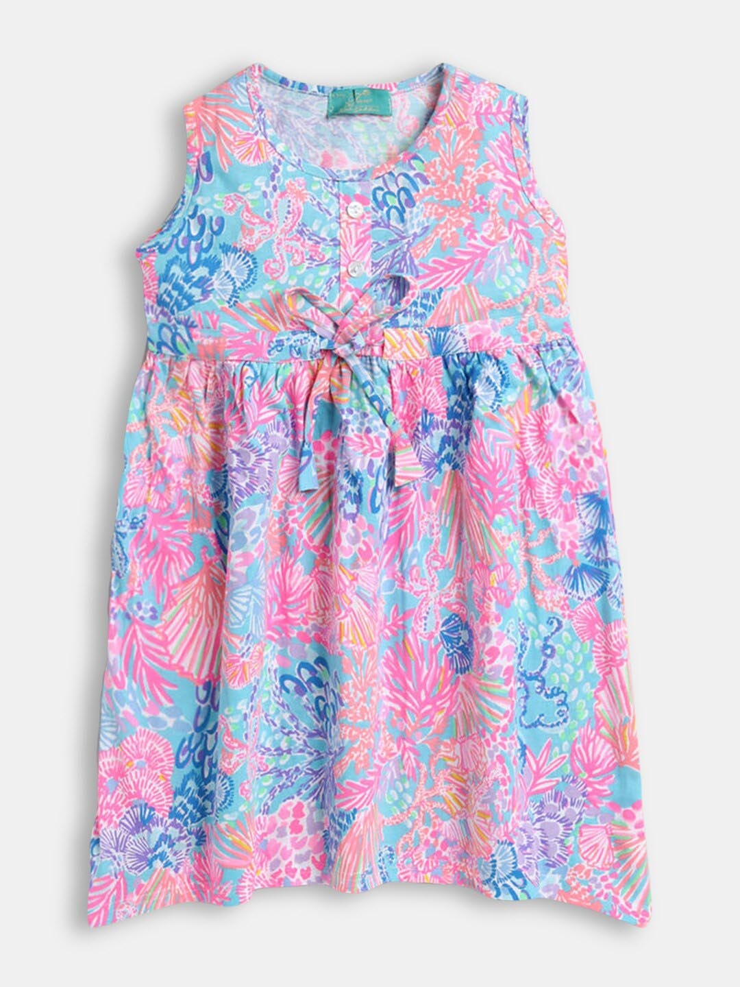 

Hopscotch Girls Abstract Printed A-Line Sleeveless Dress, Pink