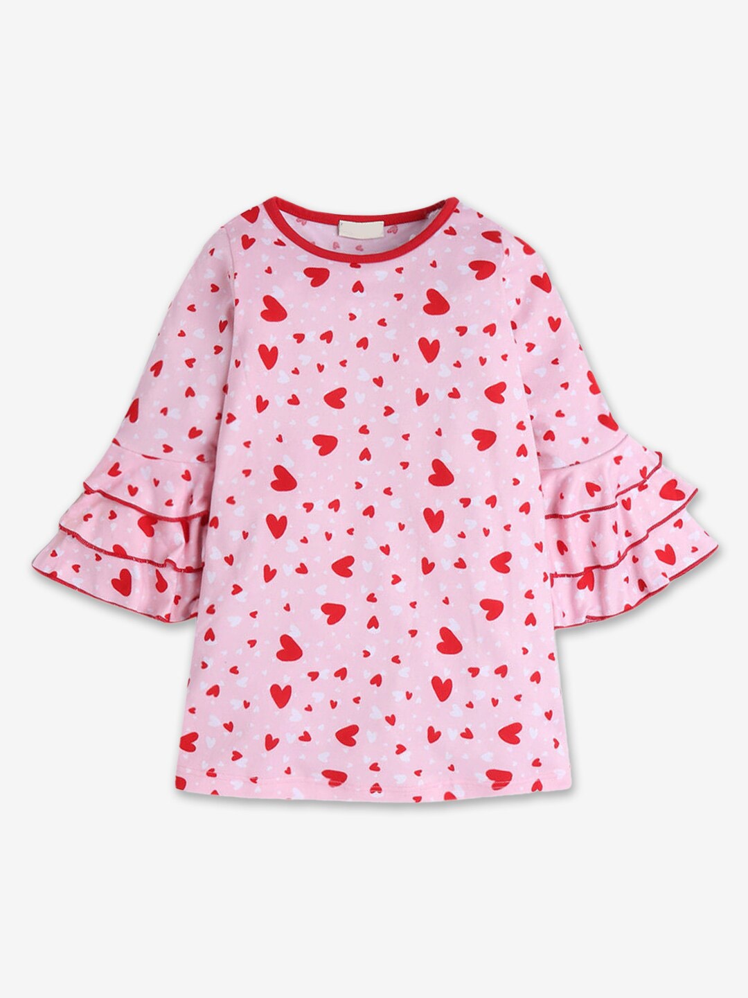 

Hopscotch Girls Conversational Printed Long Sleeves A-line Dress, Pink