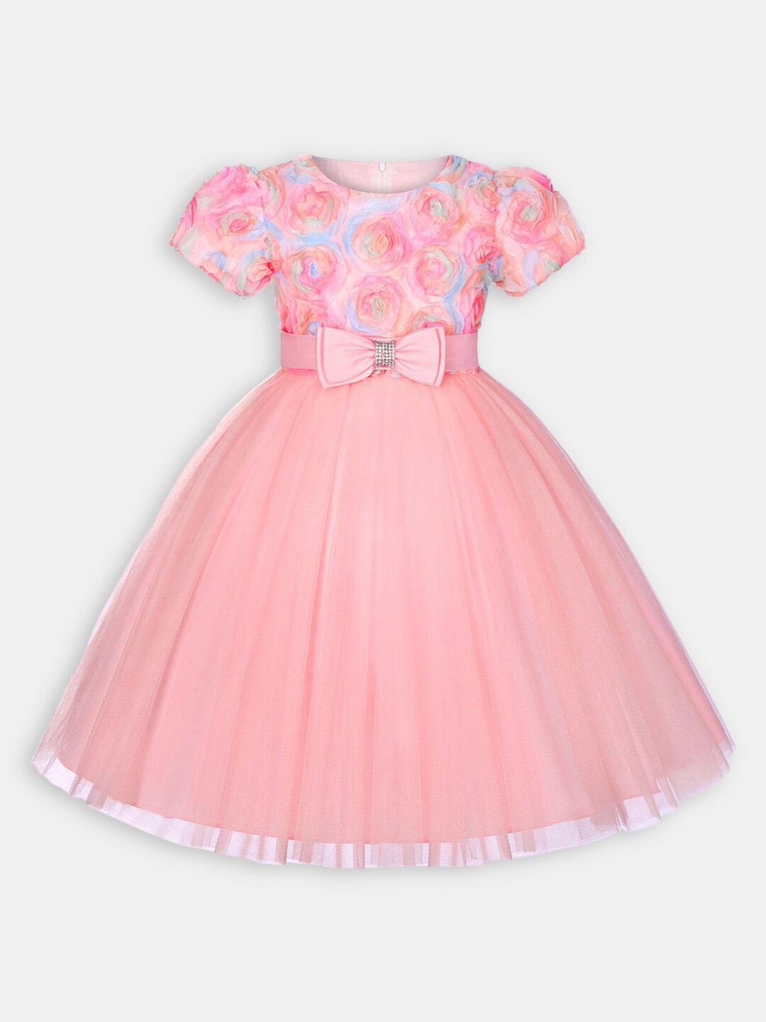 

Hopscotch Girls Round Neck Fit & Flare Short Sleeves Dress, Pink
