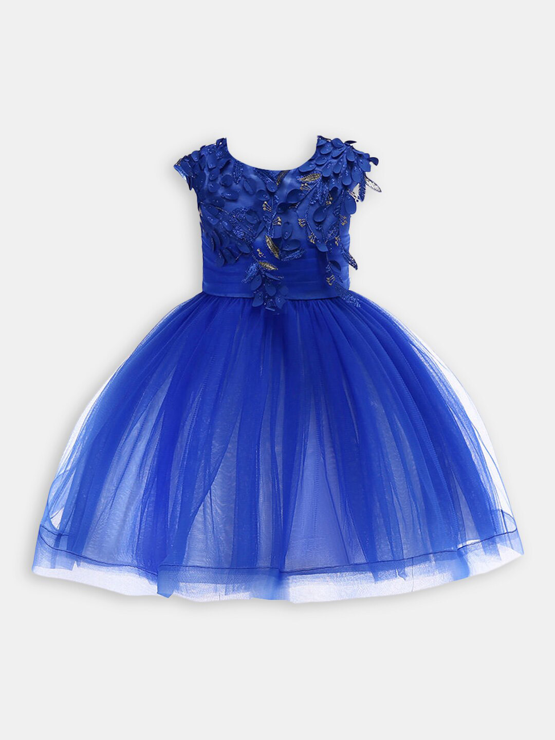 

Hopscotch Girls Self Design Fit & Flare Sleeveless Dress, Blue