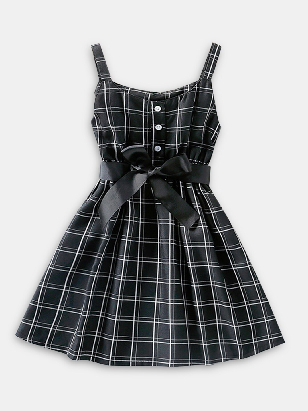 

Hopscotch Girls Checked Fit & Flare Sleeveless Dress, Black