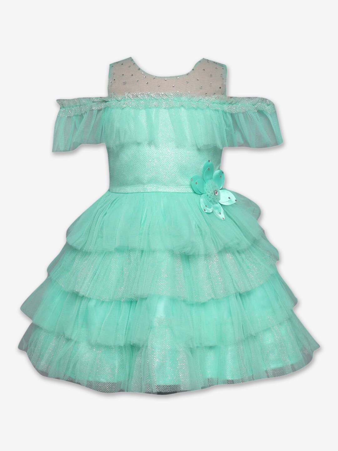 

Hopscotch Girls Self Design Gown Dress, Green