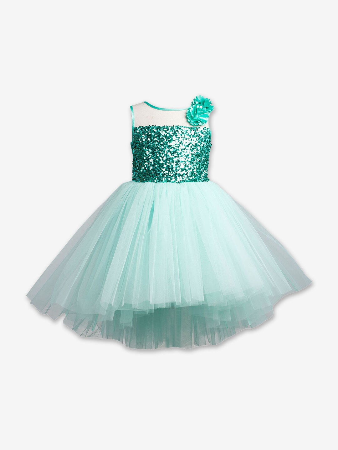 

Hopscotch Girls Sleeveless Round Neck Gown Dress, Green