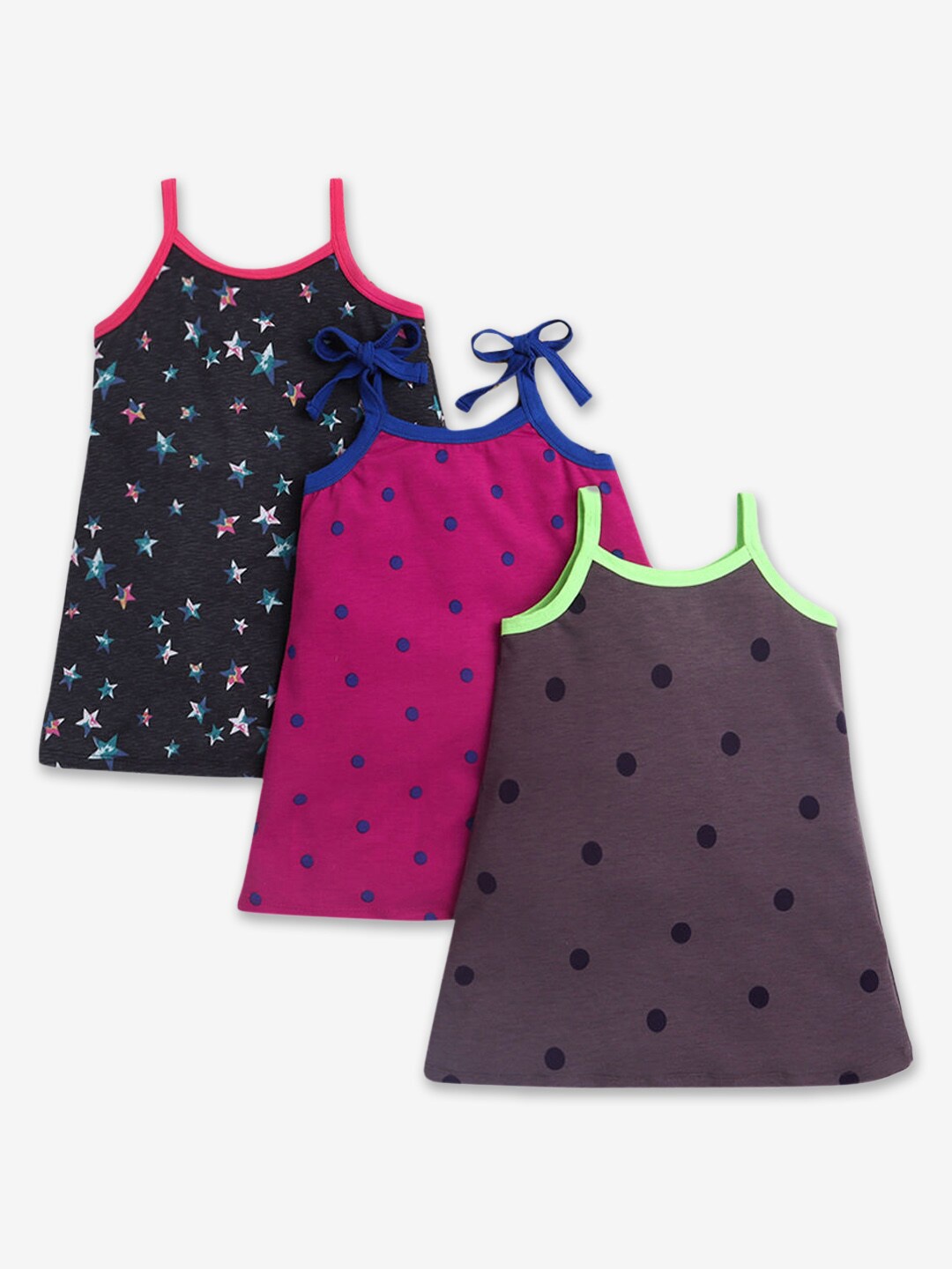 

Hopscotch Black & Pink A-Line Pack Of 3 Mini Cotton Dress