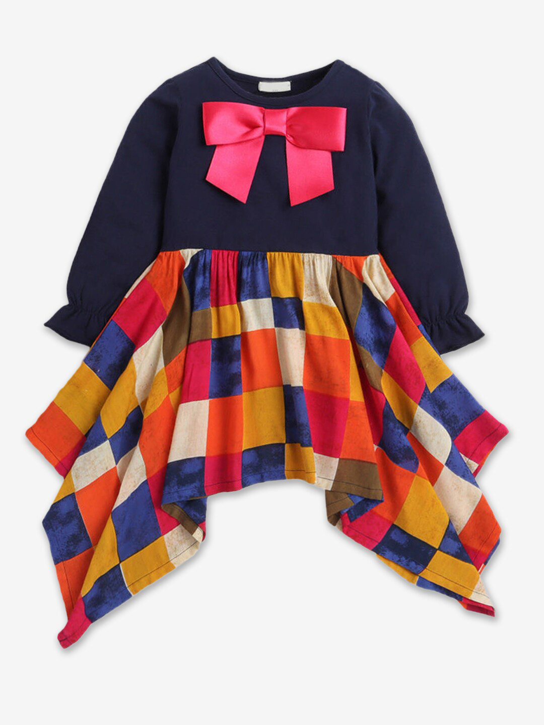 

Hopscotch Blue & Orange Checked Cotton Dress