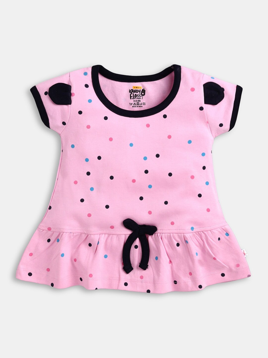 

Hopscotch Pink Peplum Mini Cotton Dress