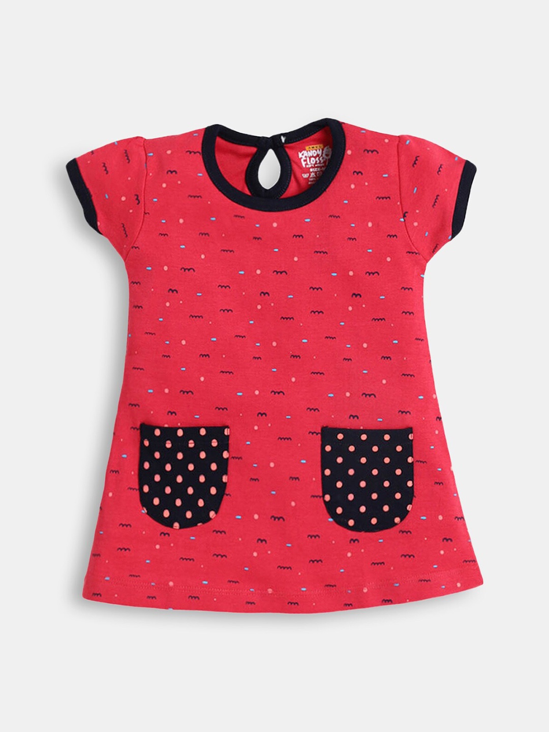 

Hopscotch Red & Black A-Line Cotton Dress