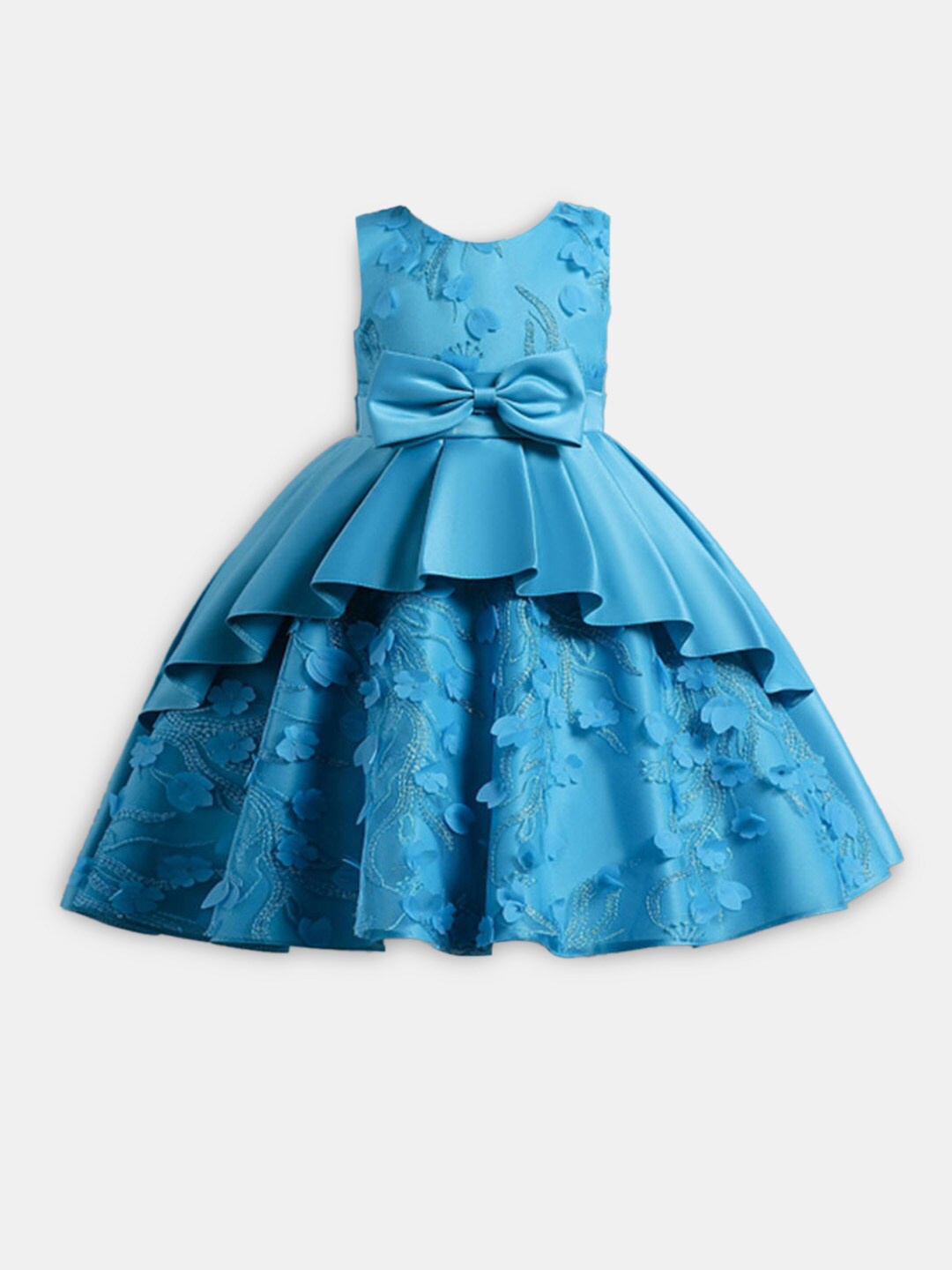 

Hopscotch Girls Blue Floral Layered Maxi Dress