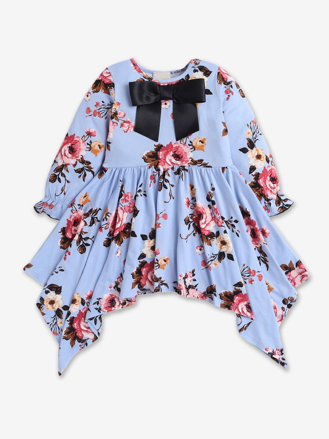 

Hopscotch Girls Blue Floral Printed Dress