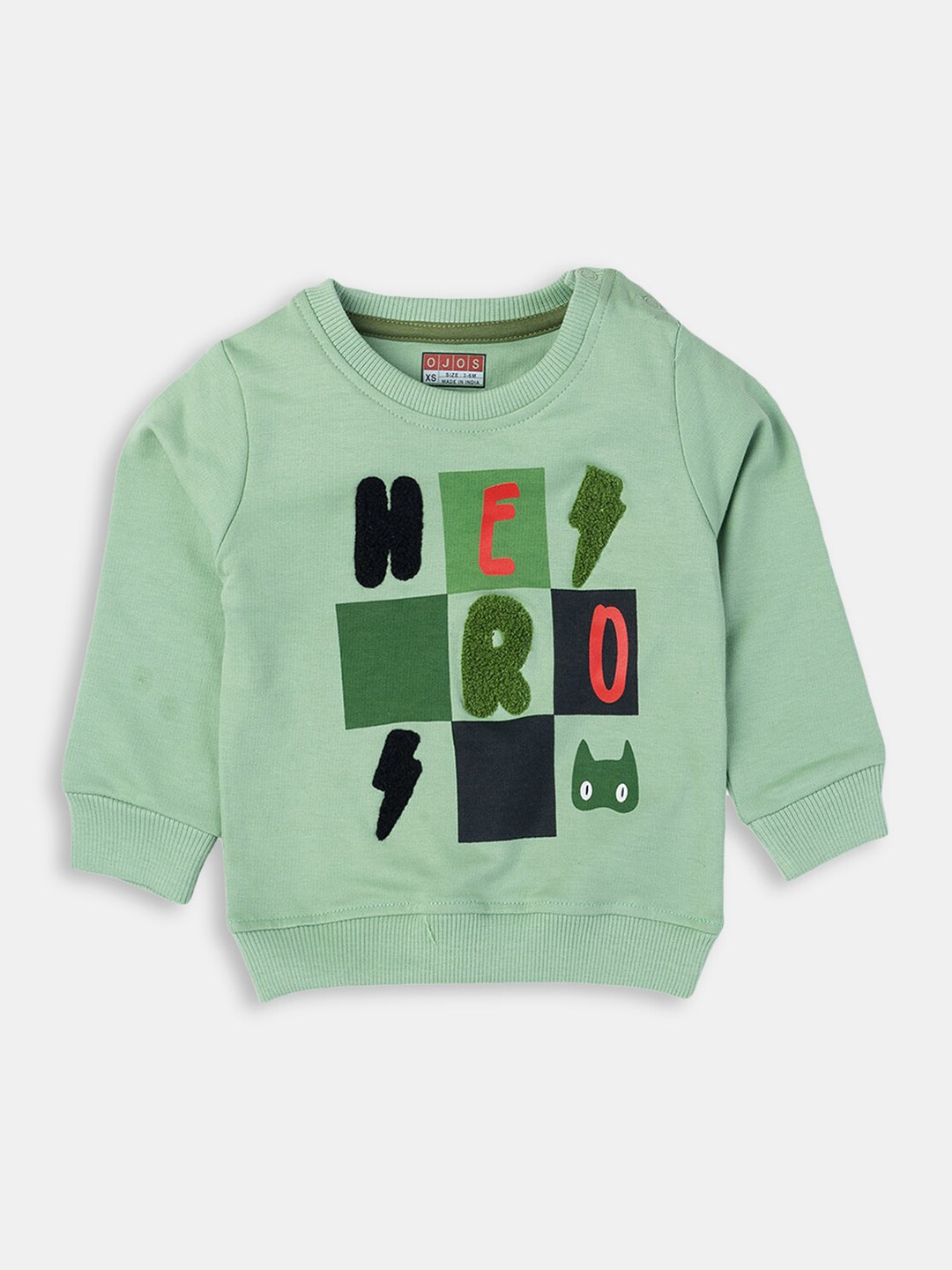 

Hopscotch Boys Green Printed Cotton Sweatshirt