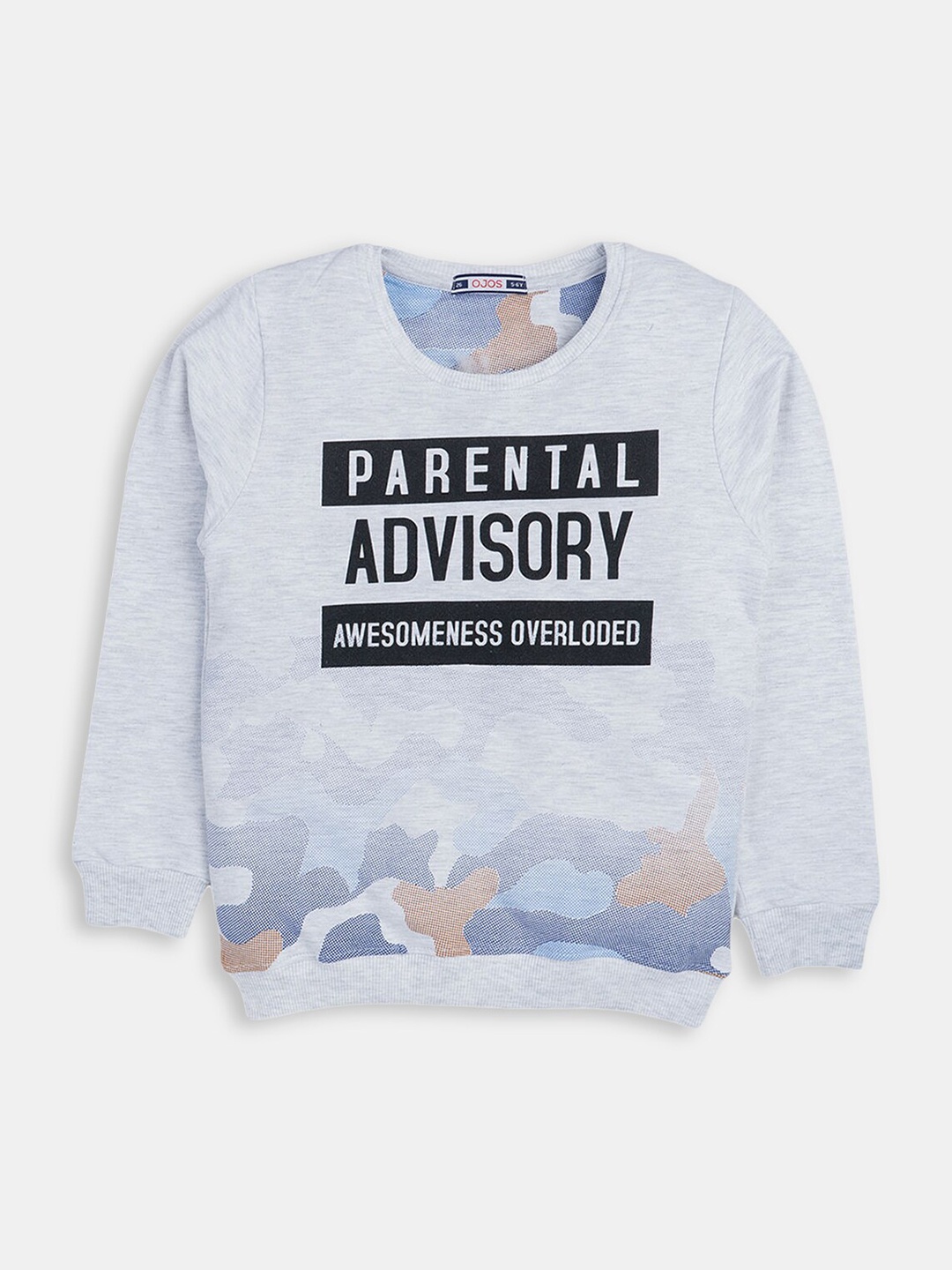 

Hopscotch Boys Grey Printed Cotton Sweatshirt