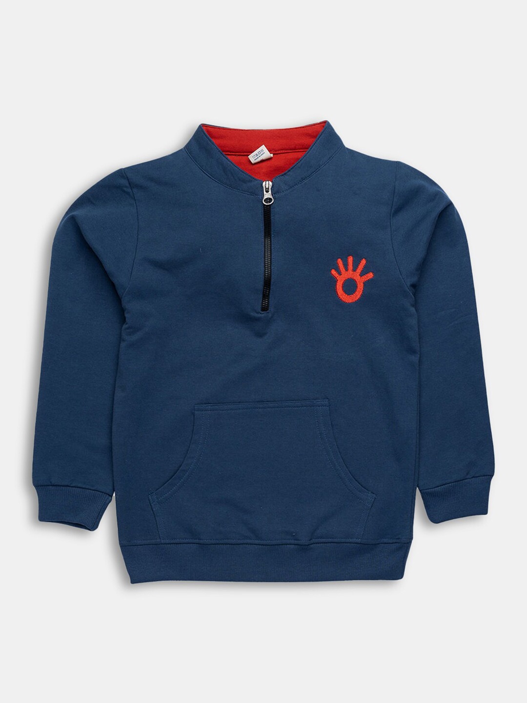 

Hopscotch Boys Navy Blue Half Zipper Cotton Sweatshirt