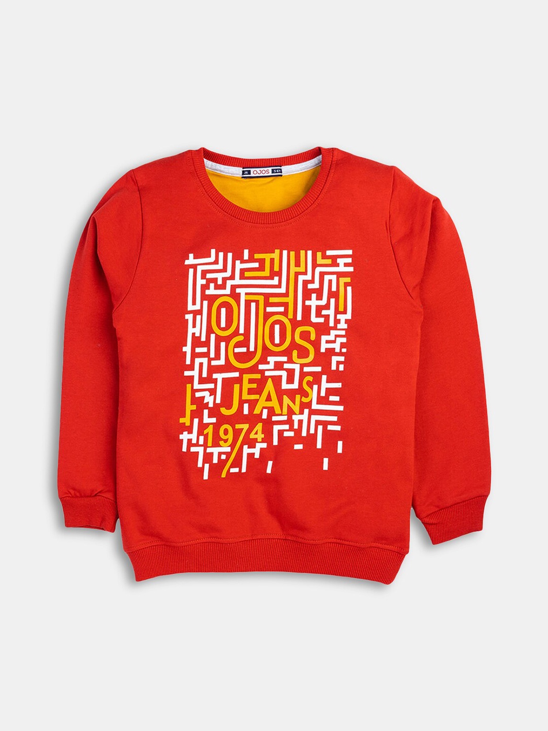 

Hopscotch Boys Red Printed Cotton Sweatshirt