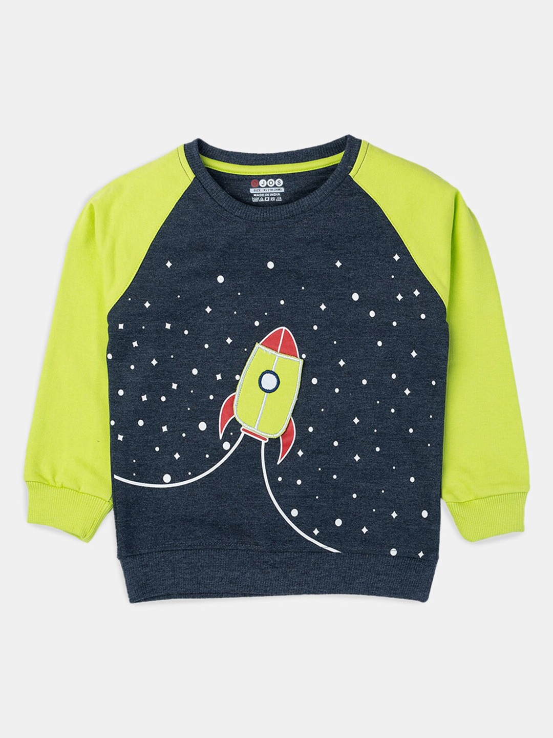 

Hopscotch Boys Navy Blue Printed Cotton Sweatshirt