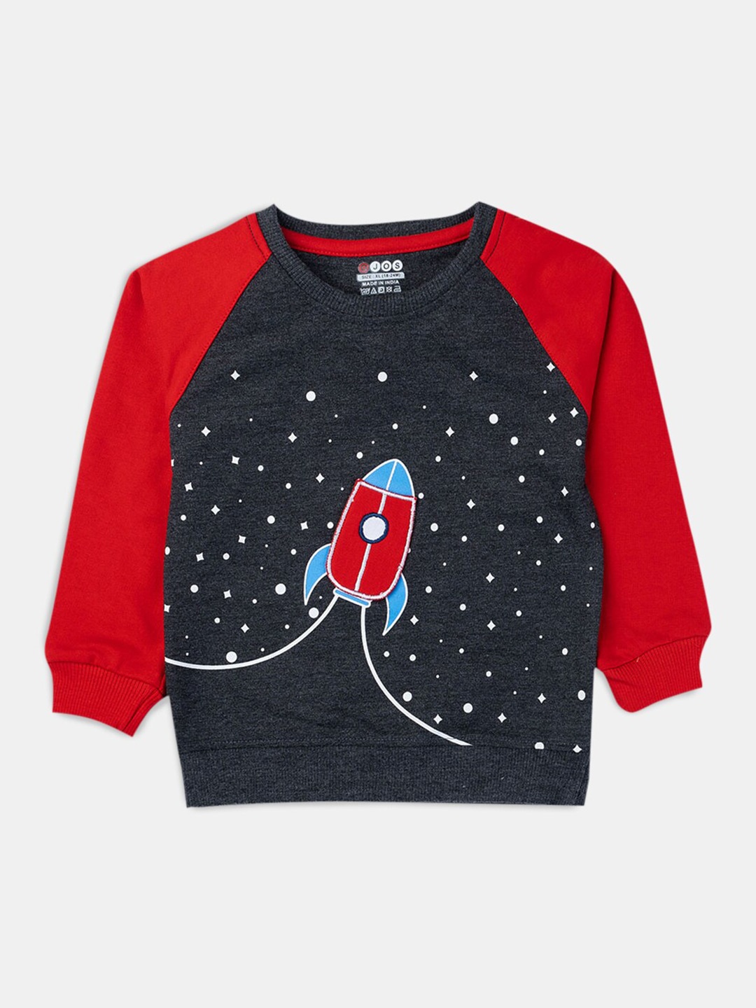 

Hopscotch Boys Black & Red Printed Cotton Sweatshirt