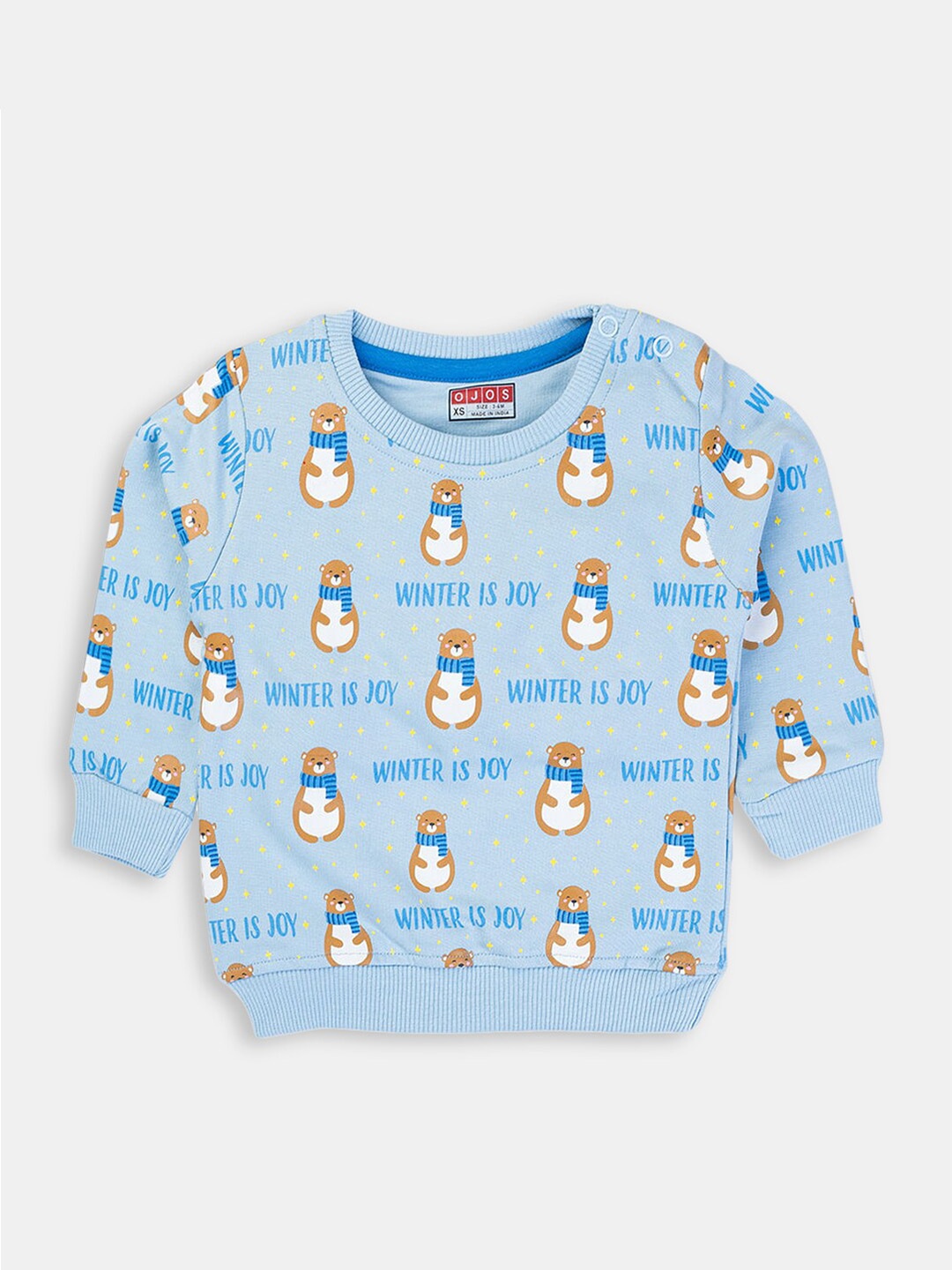 

Hopscotch Boys Blue Printed Cotton Sweatshirt