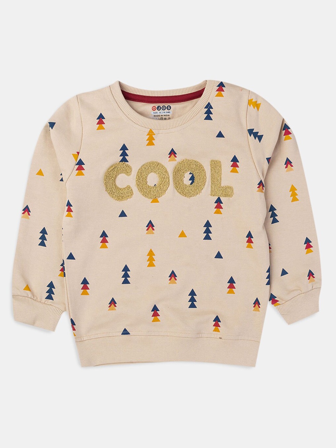 

Hopscotch Boys Beige Printed Cotton Sweatshirt