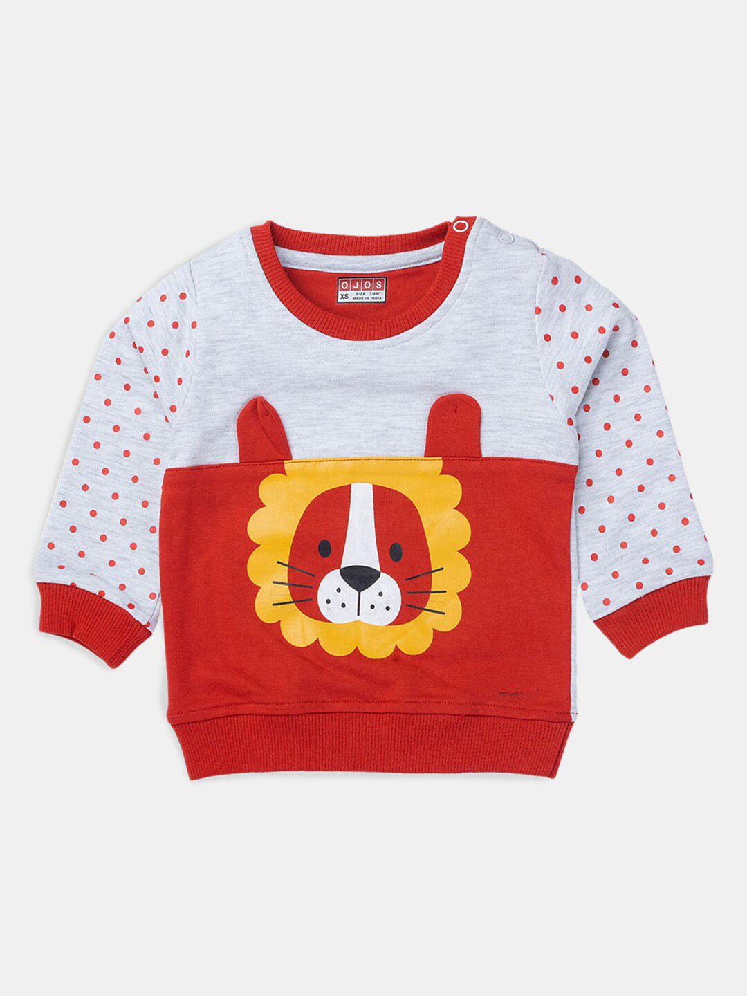 

Hopscotch Boys Red Printed Cotton Sweatshirt