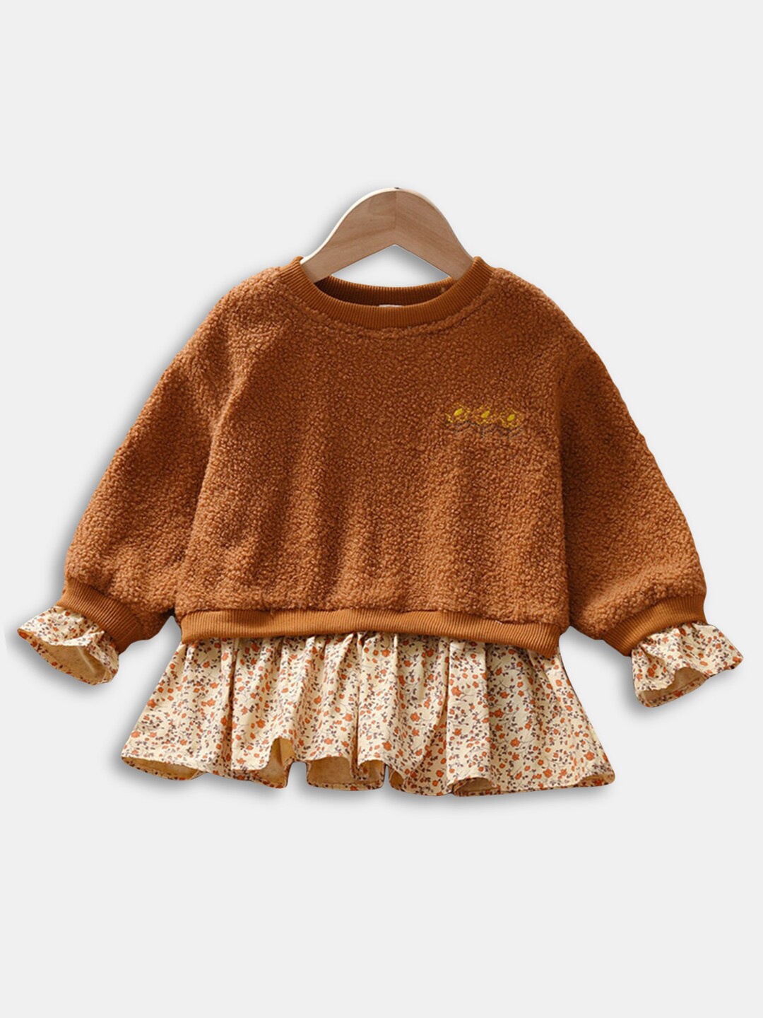 

Hopscotch Girls Brown Solid Sweatshirt