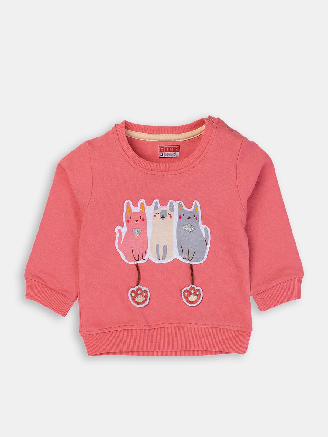 

Hopscotch Girls Pink Cotton Printed Sweatshirt