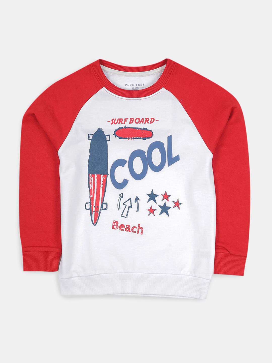 

Hopscotch Boys Off White & Red Printed Cotton Sweatshirt