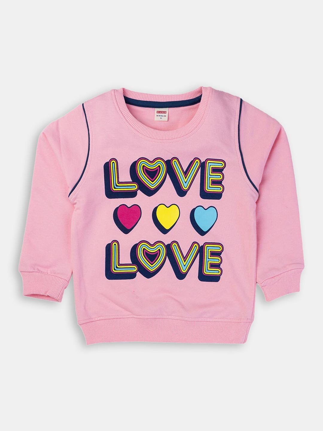 

Hopscotch Girls Pink Printed Cotton Sweatshirt