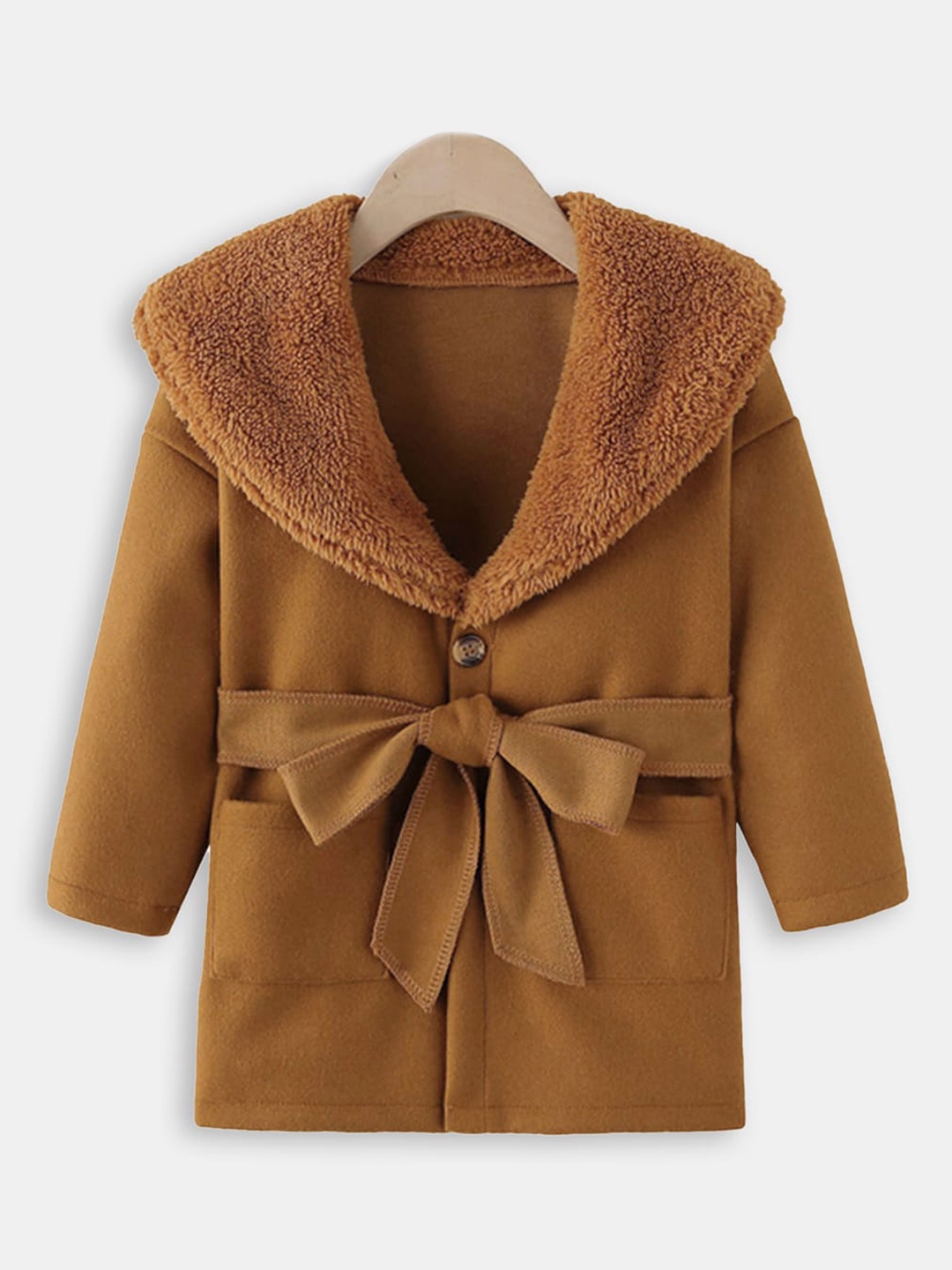 

Hopscotch Girls Brown Spread Collar Polyester Coats