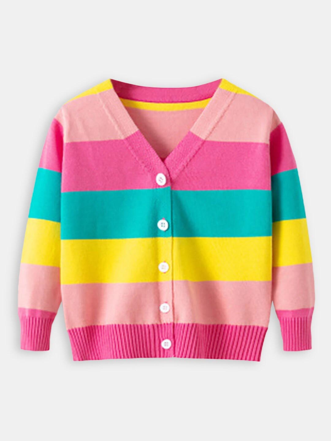 

Hopscotch Girls Pink & Blue Striped Cardigan Sweater
