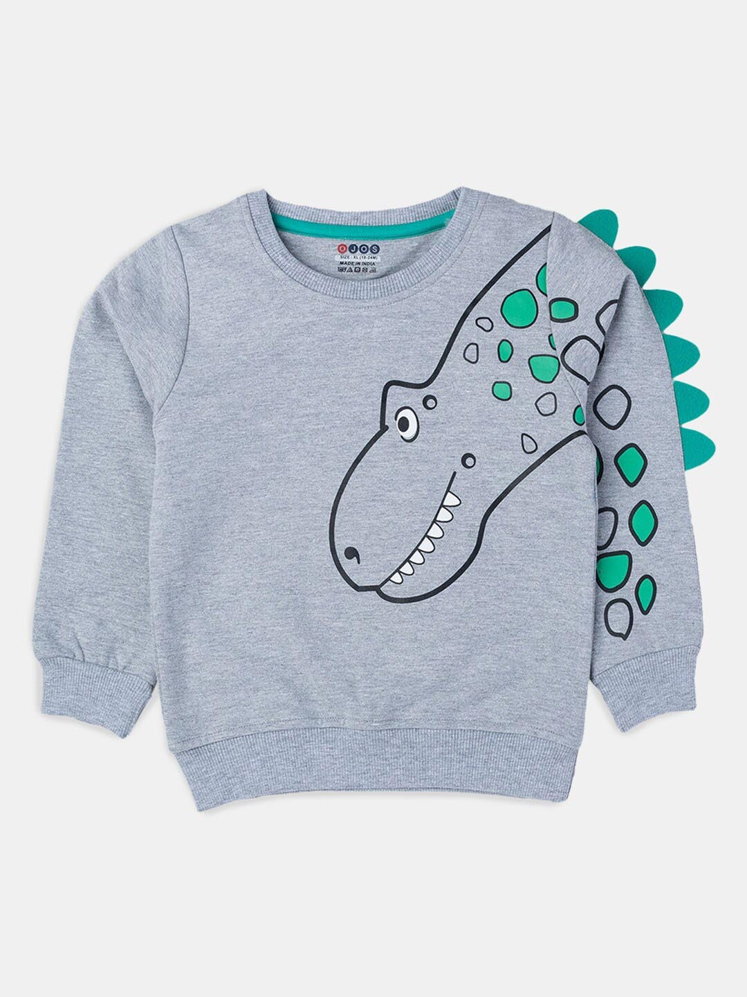 

Hopscotch Boys Grey Printed Cotton Sweatshirt