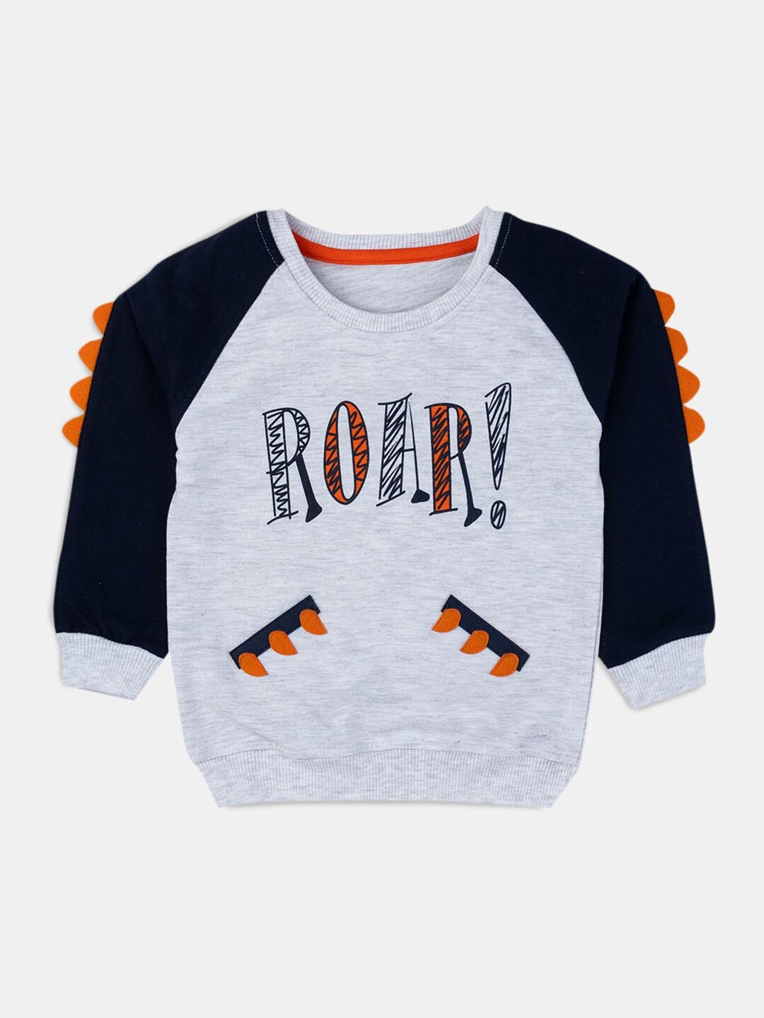 

Hopscotch Boys Grey Printed Cotton Sweatshirt