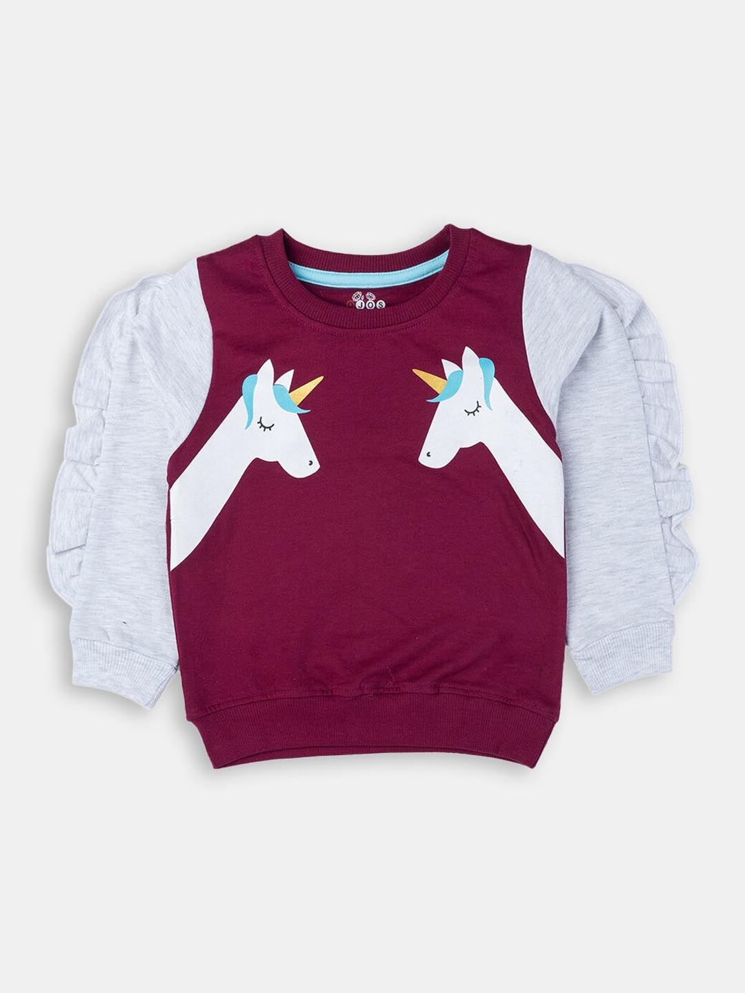 

Hopscotch Girls Burgundy Graphic Printed Sweatshirt