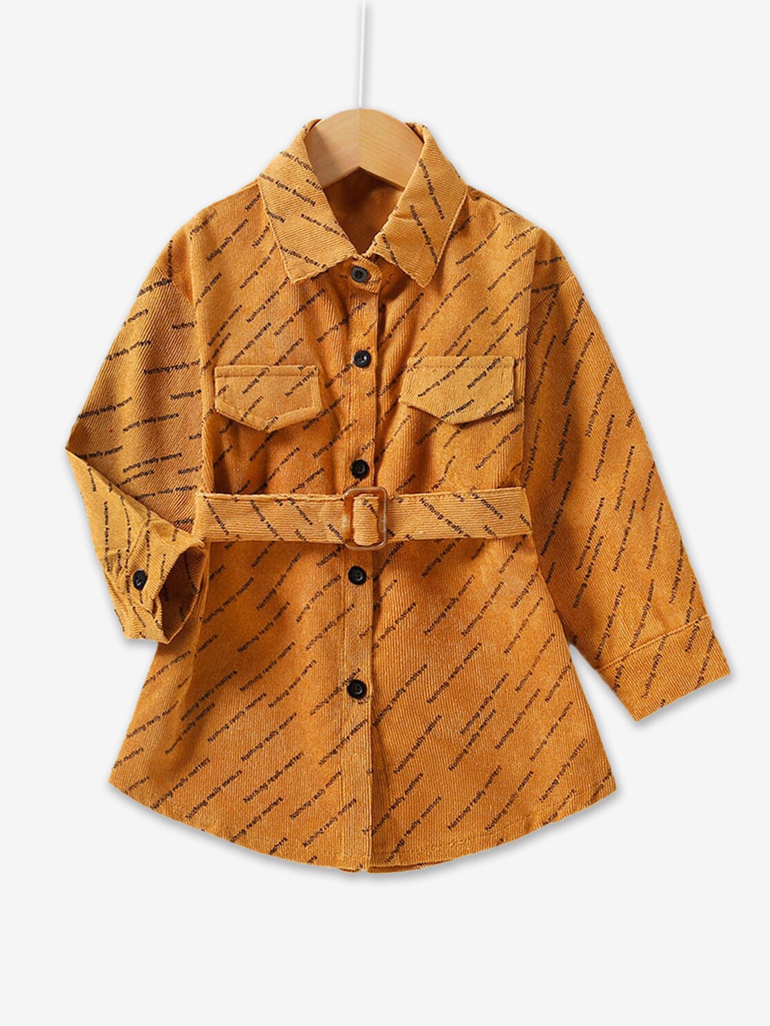 

Hopscotch Infants Girls Yellow Typography Printed Pea Coats