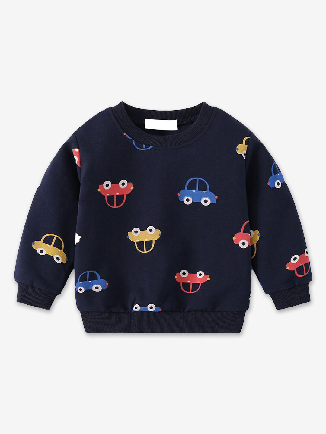 

Hopscotch Boys Navy Blue Graphic Printed Sweatshirt