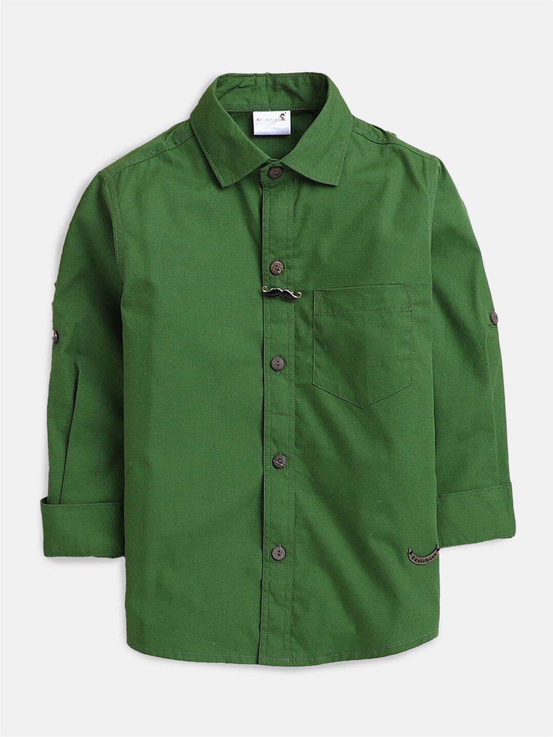 

Hopscotch Boys Green Full-Sleeve Classic Cotton Casual Shirt