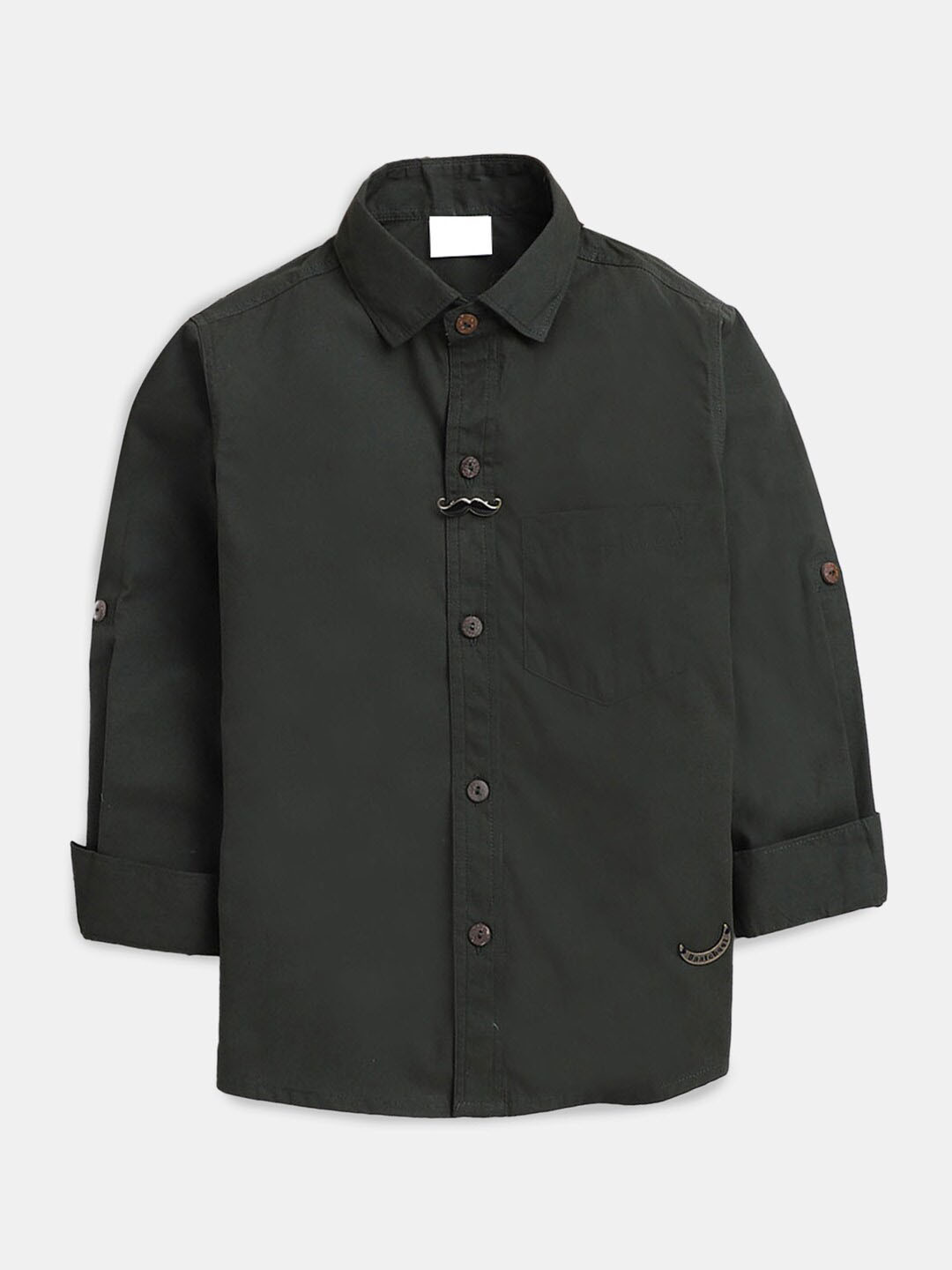 

Hopscotch Boys Olive Green Classic Cotton Casual Shirt