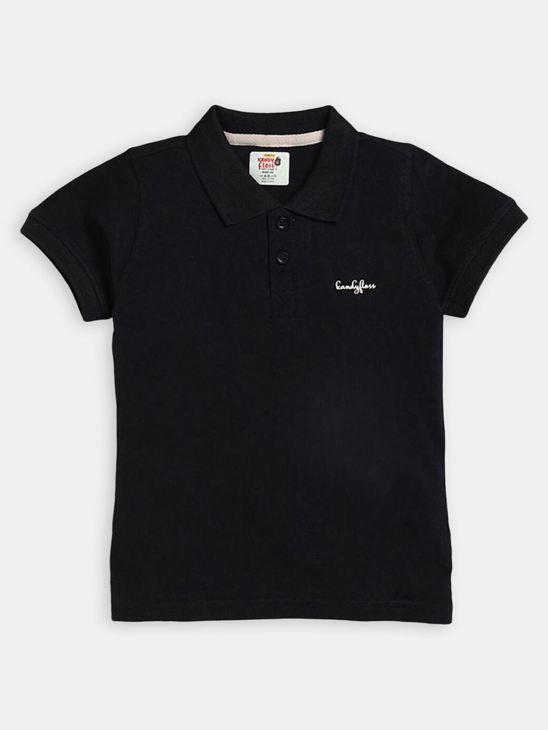 

Hopscotch Boys Black Polo Collar Cotton T-shirt