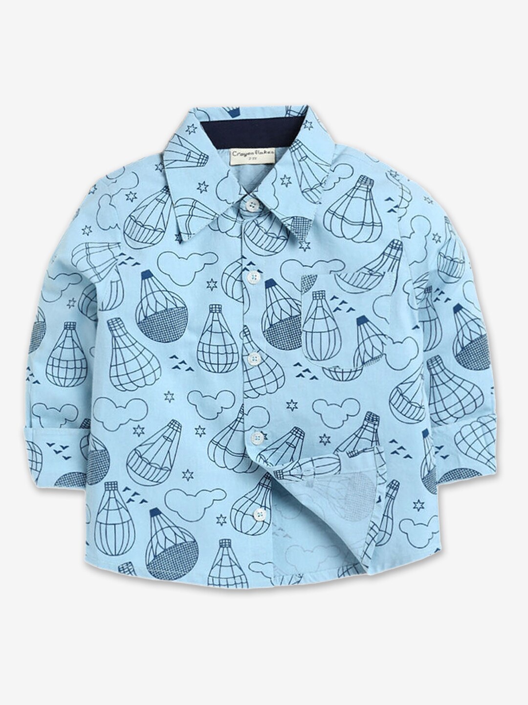 

Hopscotch Boys Blue Graphic Printed Classic Casual Shirt