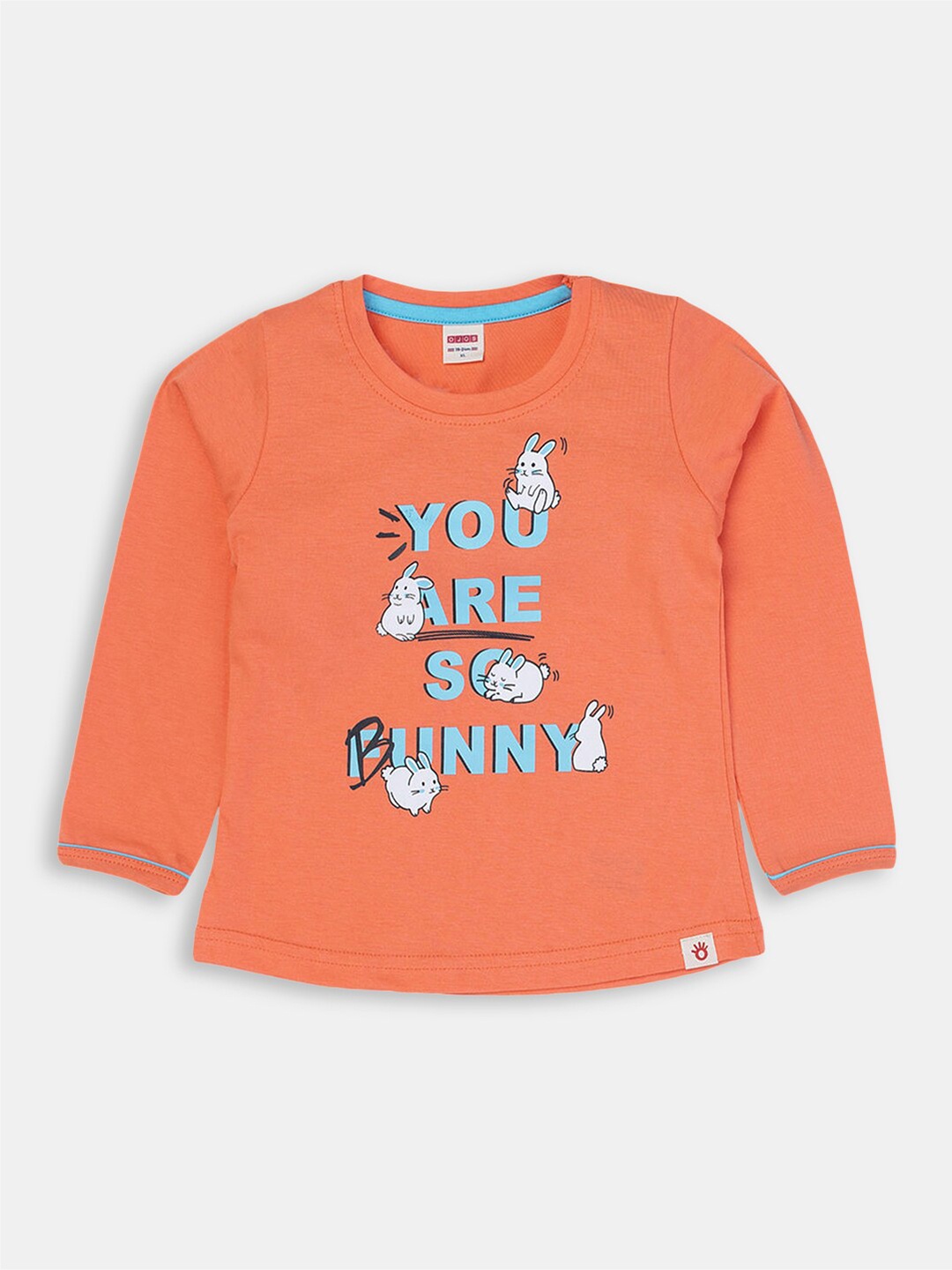 

Hopscotch Girls Coral Typography Printed Cotton T-shirt