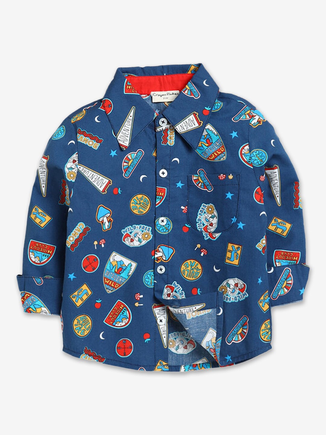 

Hopscotch Boys Navy Blue Classic Conversational Printed Casual Shirt