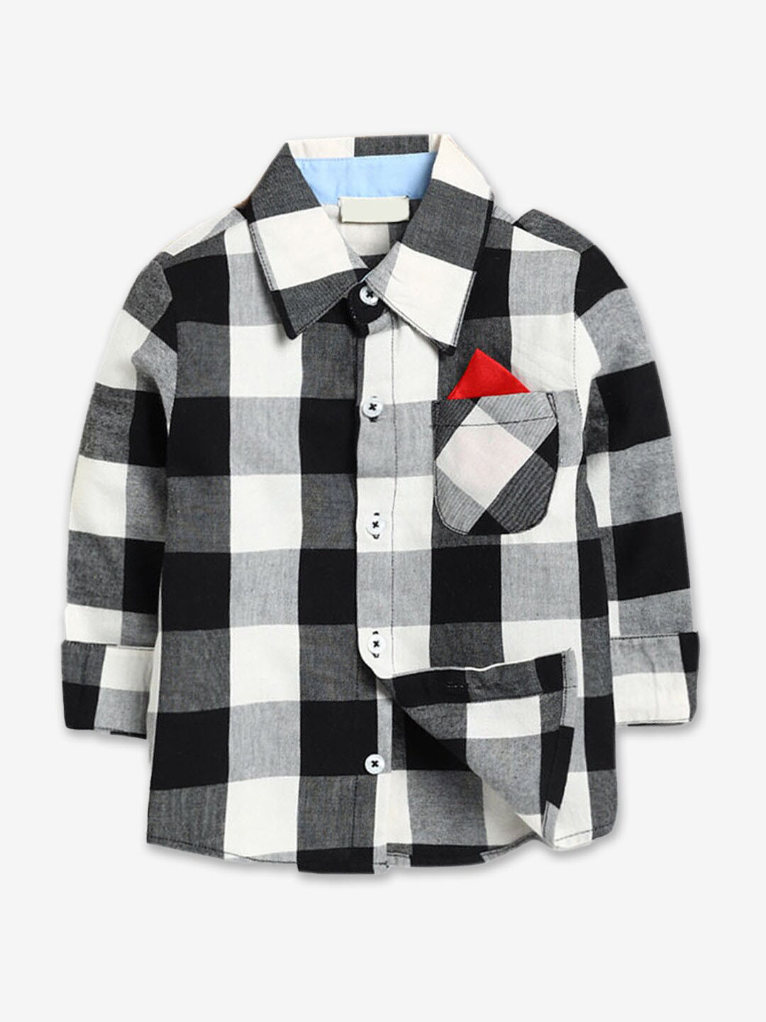 

Hopscotch Boys Off White & Black Classic Gingham Checks Casual Shirt