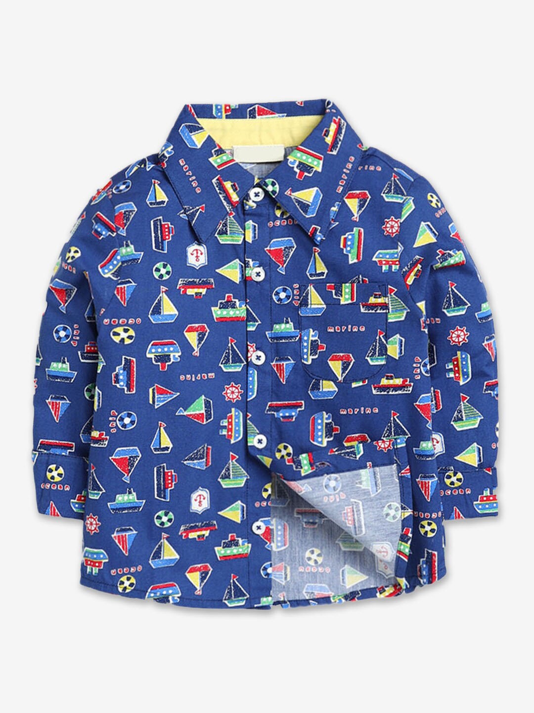 

Hopscotch Boys Navy Blue Classic Conversational Printed Casual Shirt