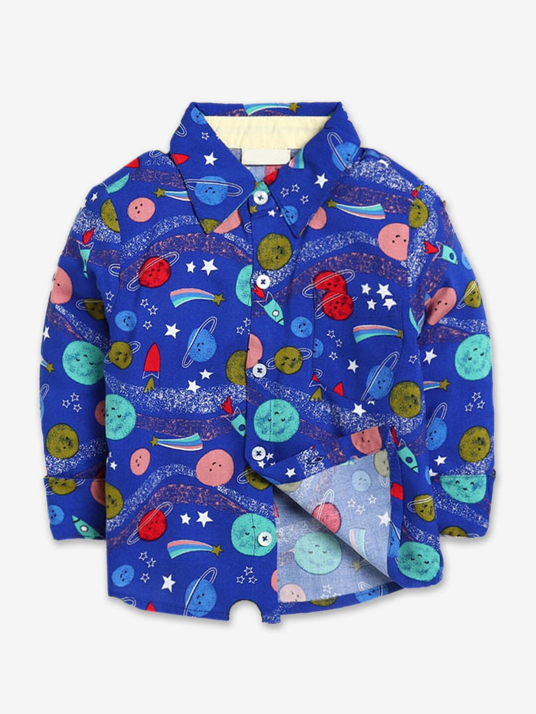 

Hopscotch Boys Blue Classic Conversational Printed Casual Shirt