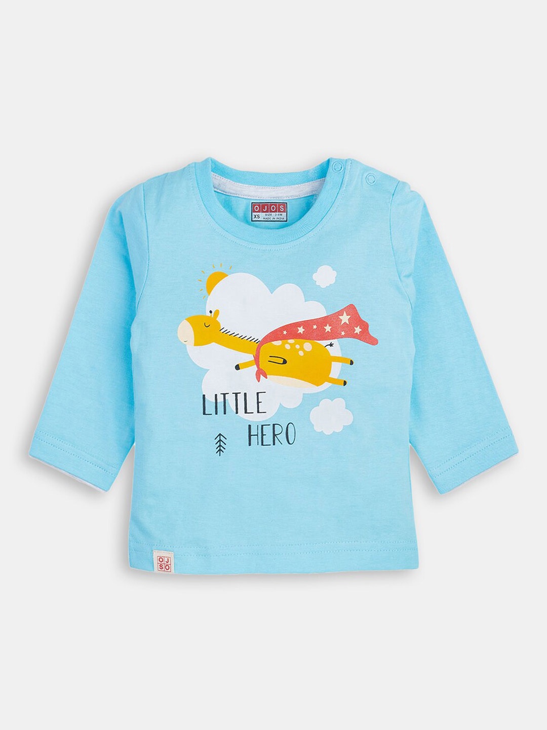 

Hopscotch Boys Blue Typography Printed Cotton T-shirt